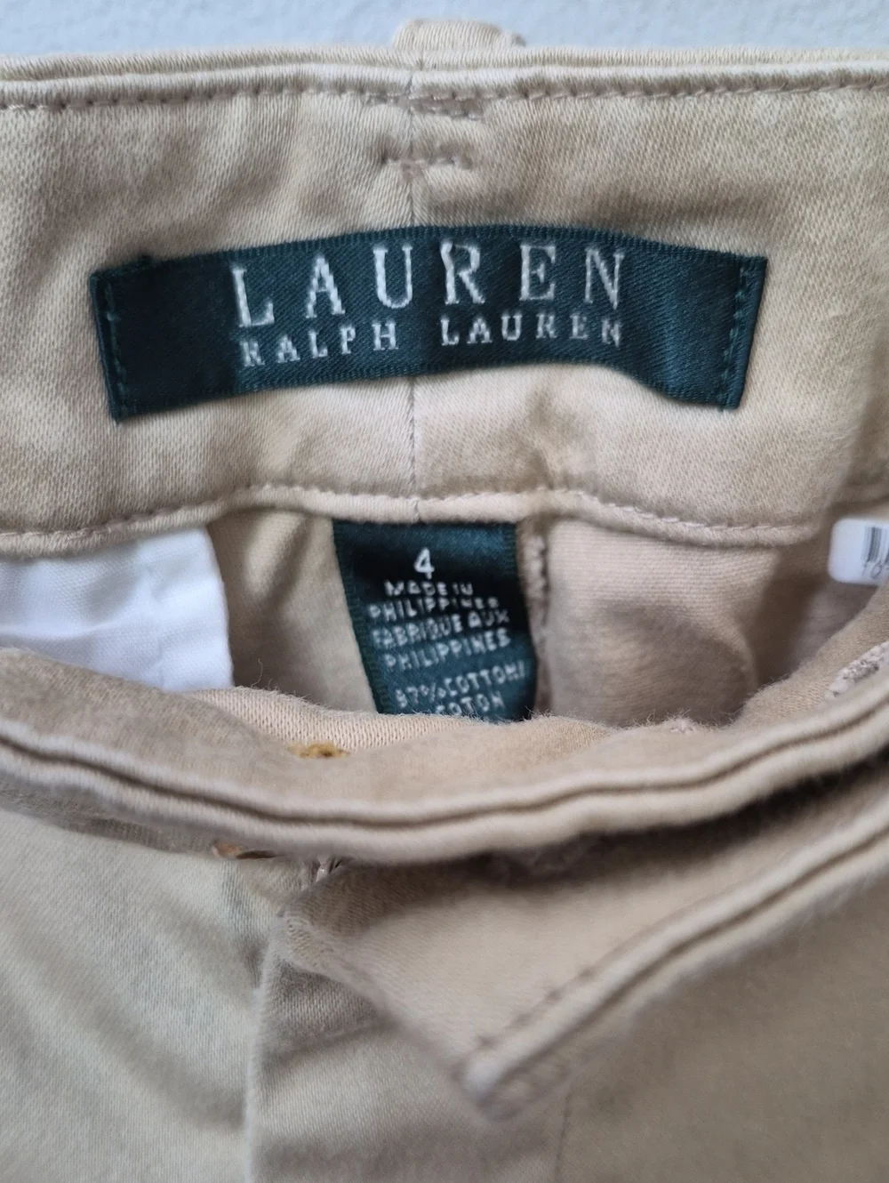 Ralph Lauren Pant Womens 4 Stretch Chino Tan Straight Leg Classic Career Uniform